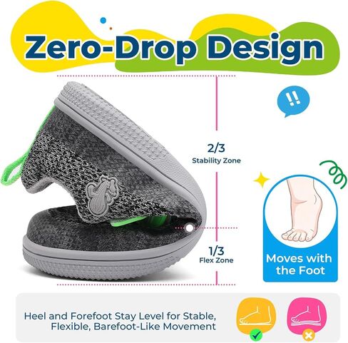 SAGUARO Kids Barefoot Shoes Wide Toe Box Toddlers Sneakers Zero Drop Minimalist Non-Slip Walking Shoe for School, Daily Wear Black in Kuwait