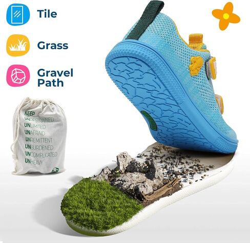 SAGUARO Kids Barefoot Shoes Wide Toe Box Toddlers Sneakers Zero Drop Minimalist Non-Slip Walking Shoe for School, Daily Wear Sky Blue in Kuwait