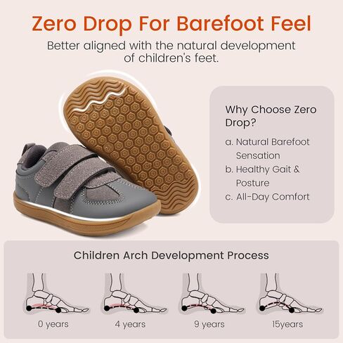 Toddler Barefoot Shoes Wide Toe Box -Zero Drop Minimalist Comfortable Kids Sneakers for Boys Girls, Non-Slip Running & Tennis Shoes for Preschool Outdoor Activities Dark Grey 11 in Kuwait