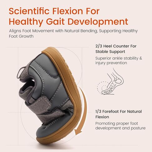 Toddler Barefoot Shoes Wide Toe Box -Zero Drop Minimalist Comfortable Kids Sneakers for Boys Girls, Non-Slip Running & Tennis Shoes for Preschool Outdoor Activities Dark Grey 11 in Kuwait