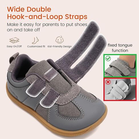 Toddler Barefoot Shoes Wide Toe Box -Zero Drop Minimalist Comfortable Kids Sneakers for Boys Girls, Non-Slip Running & Tennis Shoes for Preschool Outdoor Activities Dark Grey 11 in Kuwait