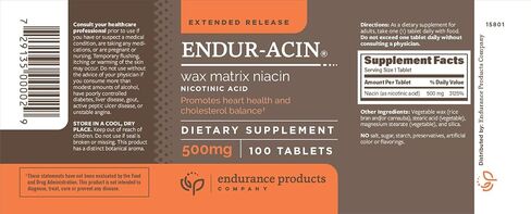 ENDUR-ACIN Niacin, Supports Heart & Circulatory Function, Extended Release Formula, Gluten Free, 500mg (100 Tablets) in Saudi Arabia