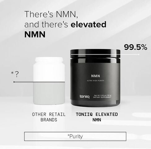 Toniiq Ultra High Purity NMN Powder - 100 Grams - 99.5% Highly Purified and Highly Bioavailable - Fully Stabilized Formula - Supports NAD+ Levels - Nicotinamide Mononucleotide Powder Supplement in Kuwait