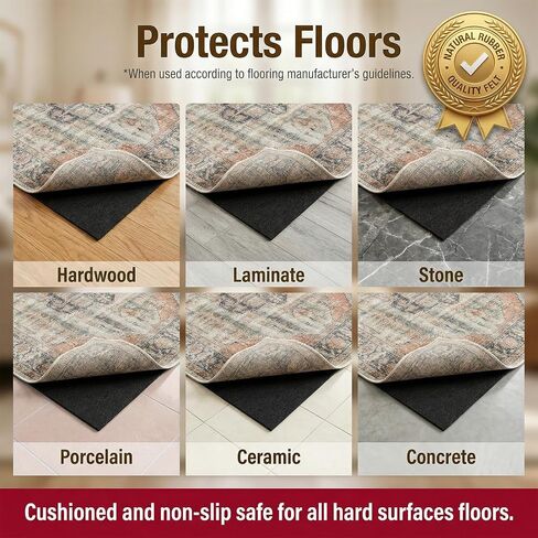 AHEONLAR Non-Slip Rug Pads, Waterproof Extra Large Area Rugs Pad 8'x10' Non Skid Felt Pads, Rugs for Living Room, 1/8 inch Thick Carpet Padding Protector Mat Floor Mat in Saudi Arabia