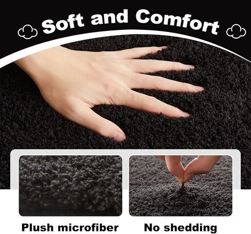 TYUU Black Bathroom Rug, Ultra Soft Bath Rugs Non Slip Washable, Super Absorbent Quick Dry Small Bath Mat with Rubber Backing for Bathroom Floor, Shower, or Sink, Black 16" x 24" in Saudi Arabia