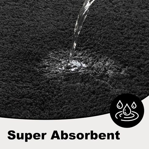 TYUU Black Bathroom Rug, Ultra Soft Bath Rugs Non Slip Washable, Super Absorbent Quick Dry Small Bath Mat with Rubber Backing for Bathroom Floor, Shower, or Sink, Black 16" x 24" in Saudi Arabia