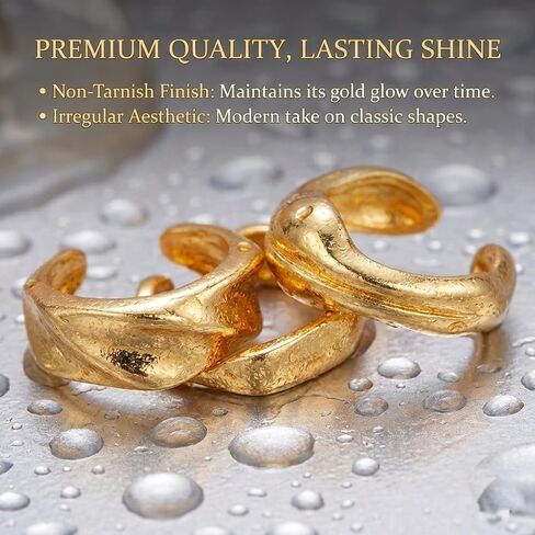 3Pcs Chunky Ear Cuff Earrings for Women,Gold Irregular Minimalist Earring Helix Clip On Non Tarnish Earrings Trendy Jewelry Gifts for Women in Saudi Arabia