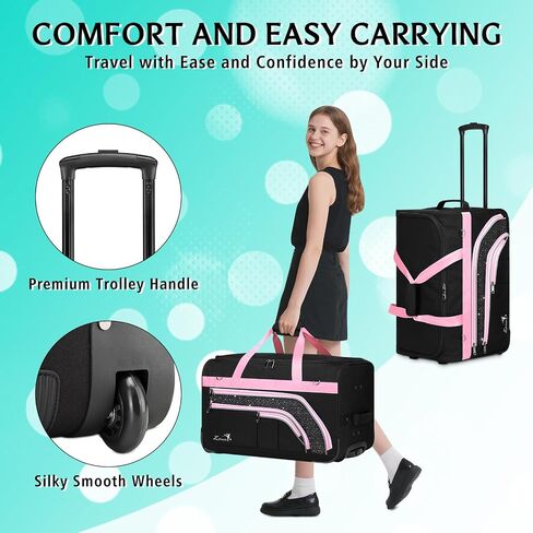 Dance Bag with Garment Rack - 23 Inch Professional Dance Competition Duffle Bag with Rack - Wheeled Dance Suitcase with Multiple Pockets for Dancers, Athlete, Travelers, and Livestreamer in Saudi Arabia