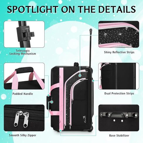 Dance Bag with Garment Rack - 23 Inch Professional Dance Competition Duffle Bag with Rack - Wheeled Dance Suitcase with Multiple Pockets for Dancers, Athlete, Travelers, and Livestreamer in Saudi Arabia