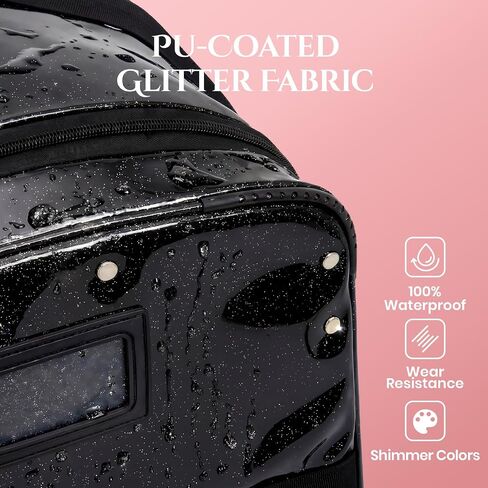 Fanwoli 23" Rolling Dance Duffel Bag with Garment Rack | Detachable 4-Spinner Wheels | Waterproof Glitter Fabric | Competition Travel Luggage for Cheerleader, Skating, Gymnast & Sleepover | Black in Saudi Arabia