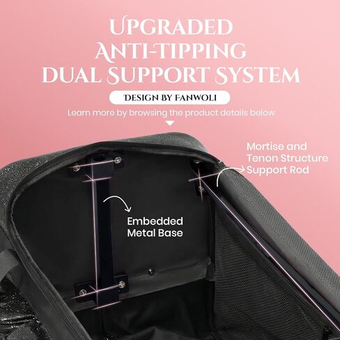 Fanwoli 23" Rolling Dance Duffel Bag with Garment Rack | Detachable 4-Spinner Wheels | Waterproof Glitter Fabric | Competition Travel Luggage for Cheerleader, Skating, Gymnast & Sleepover | Black in Saudi Arabia