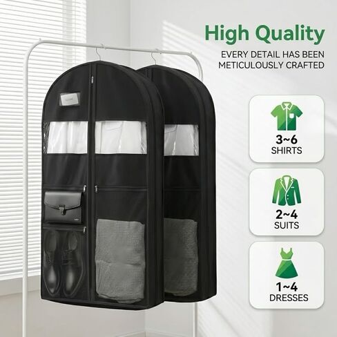 Travel Garment Bag with Accessories Zipper Pocket, Heavy Duty Suit Bag for Suits, Tuxedos, Dresses, Coats, Black in Kuwait