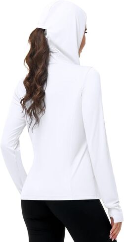 Runhit Women's UPF 50+ Sun Protection Jacket Hoodie Lightweight Zip Up Long Sleeve Sun Shirt with Pockets for Hiking Workout in Kuwait