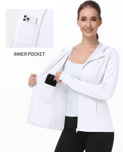 Runhit Women's UPF 50+ Sun Protection Jacket Hoodie Lightweight Zip Up Long Sleeve Sun Shirt with Pockets for Hiking Workout in Kuwait