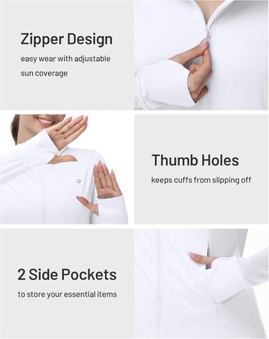 Runhit Women's UPF 50+ Sun Protection Jacket Hoodie Lightweight Zip Up Long Sleeve Sun Shirt with Pockets for Hiking Workout in Kuwait