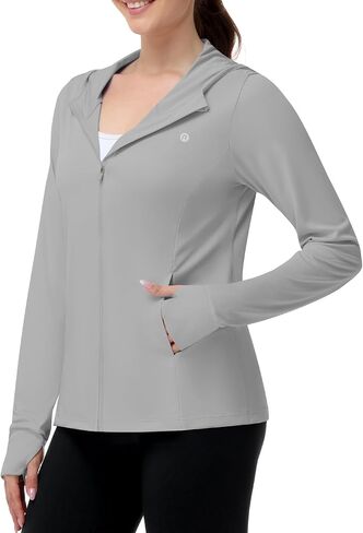 Runhit Women's UPF 50+ Sun Protection Jacket Hoodie Lightweight Zip Up Long Sleeve Sun Shirt with Pockets for Hiking Workout in Kuwait