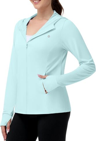 Runhit Women's UPF 50+ Sun Protection Jacket Hoodie Lightweight Zip Up Long Sleeve Sun Shirt with Pockets for Hiking Workout in Kuwait