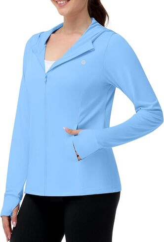 Runhit Women's UPF 50+ Sun Protection Jacket Hoodie Lightweight Zip Up Long Sleeve Sun Shirt with Pockets for Hiking Workout in Kuwait
