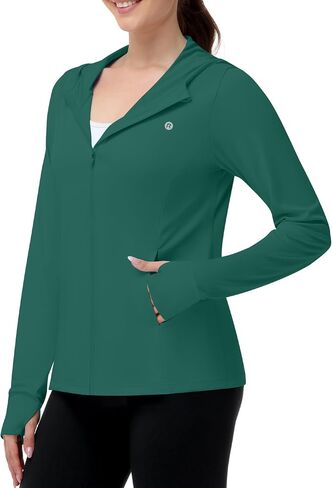 Runhit Women's UPF 50+ Sun Protection Jacket Hoodie Lightweight Zip Up Long Sleeve Sun Shirt with Pockets for Hiking Workout in Kuwait