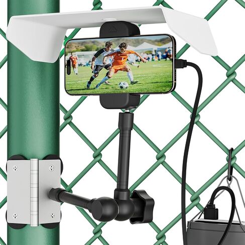 Magnetic Fence Mount for iPhone, Mevo Start,No Assembly, Sunshade & Power Bank Pouch Included, Adjustable Magic Arm, Mounting Kit for Gamechanger, Fence Mount for Recording Games in Kuwait
