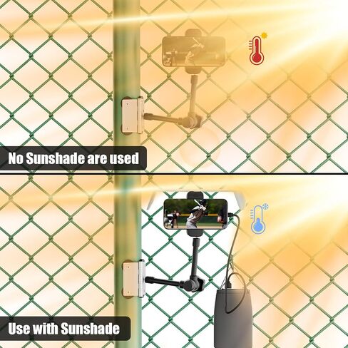 Magnetic Fence Mount for iPhone, Mevo Start,No Assembly, Sunshade & Power Bank Pouch Included, Adjustable Magic Arm, Mounting Kit for Gamechanger, Fence Mount for Recording Games in Kuwait