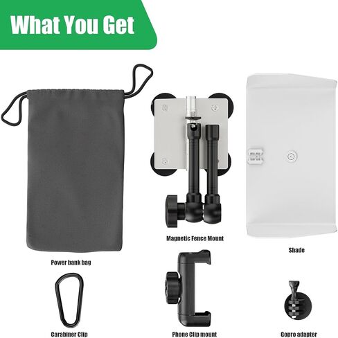 Magnetic Fence Mount for iPhone, Mevo Start,No Assembly, Sunshade & Power Bank Pouch Included, Adjustable Magic Arm, Mounting Kit for Gamechanger, Fence Mount for Recording Games in Kuwait