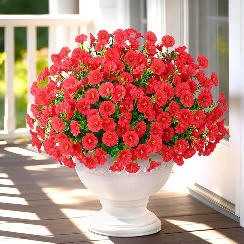 Yastouay Artificial Flowers for Outdoors, 14 Bundles Fake Outdoor Flowers, UV Resistant Artificial Plants & Flowers for Decoration, White Realistic Morning Glory for Outdoor Porch Garden Decoration in Kuwait