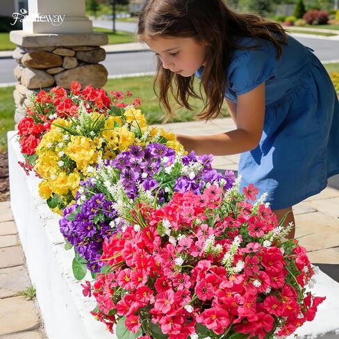 16 Bundles Artificial Flowers for Outdoors, UV Resistant Fake Outdoor Flowers, Silk Faux Flowers for Outside Planters,Garden,Porch,Yard,Home Decor(Mixed Color) in Saudi Arabia
