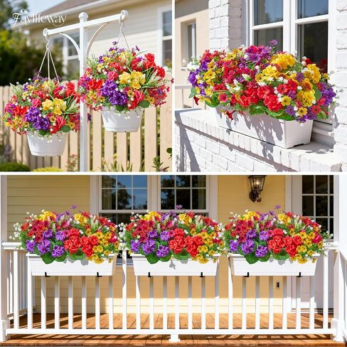 16 Bundles Artificial Flowers for Outdoors, UV Resistant Fake Outdoor Flowers, Silk Faux Flowers for Outside Planters,Garden,Porch,Yard,Home Decor(Mixed Color) in Saudi Arabia