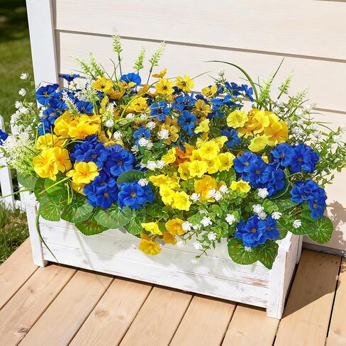 16 Bundles Artificial Flowers for Outdoors, UV Resistant Fake Outdoor Flowers, Silk Faux Flowers for Outside Planters,Garden,Porch,Yard,Home Decor(Mixed Color) in Saudi Arabia