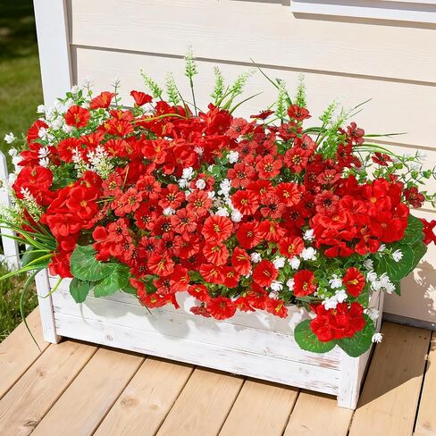 16 Bundles Artificial Flowers for Outdoors, UV Resistant Fake Outdoor Flowers, Silk Faux Flowers for Outside Planters,Garden,Porch,Yard,Home Decor(Mixed Color) in Saudi Arabia