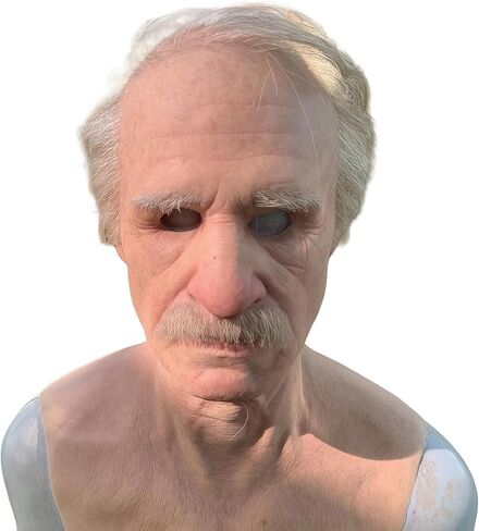 Latex Old Man Mask Halloween Realistic Human Full Head Mask for Halloween Carnival Costume Party (A) in Kuwait