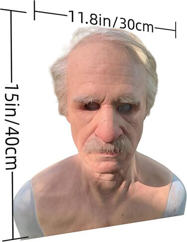 Latex Old Man Mask Halloween Realistic Human Full Head Mask for Halloween Carnival Costume Party (A) in Kuwait
