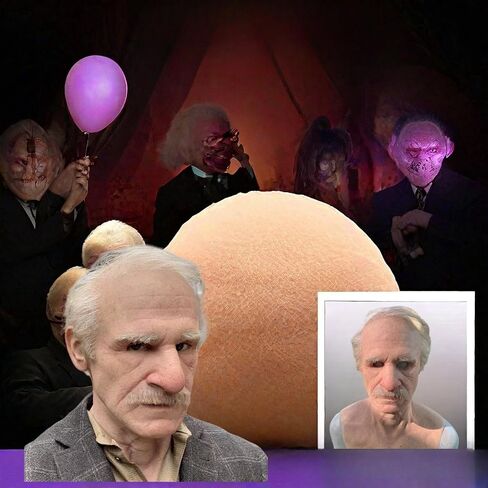Latex Old Man Mask Halloween Realistic Human Full Head Mask for Halloween Carnival Costume Party (A) in Kuwait