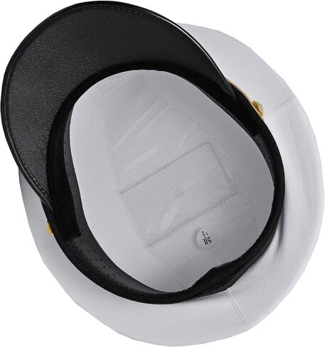 USA Navy Captain Hat, White Cotton, Removable Gold Chin Strap, Metal Insignia, Military Nautical Theme in Saudi Arabia