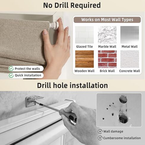 Hestia No Drill Roman Shades for Indoor Windows, 100% Blackout Cordless Roman Blinds, Faux Linen Fabric Room Darkening Window Shades with Tension Rod, Inside Mount, Brown, 34" W x 64" H in Saudi Arabia
