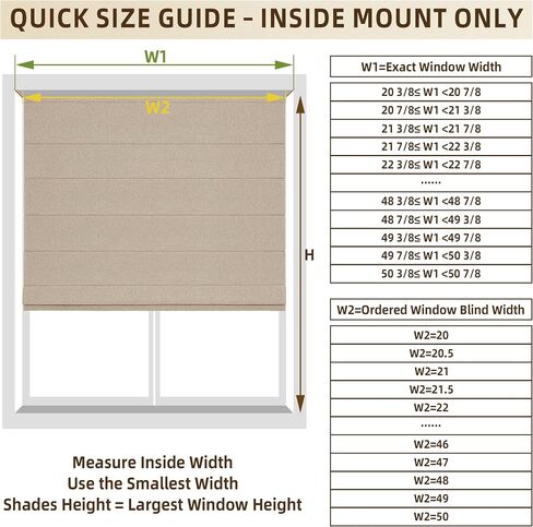 Hestia No Drill Roman Shades for Indoor Windows, 100% Blackout Cordless Roman Blinds, Faux Linen Fabric Room Darkening Window Shades with Tension Rod, Inside Mount, Brown, 34" W x 64" H in Saudi Arabia