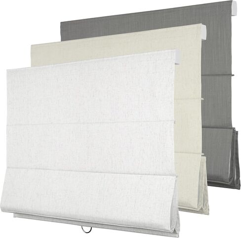 Boolegon Blackout Roman Shades for Indoor Windows, Cordless Roman Blinds for Windows, Thermal Insulated Window Shades for Door, Bedroom, Office, Easy to Install, Linen White, Custom Size in Kuwait