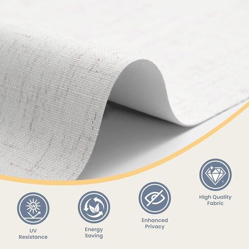 Boolegon Blackout Roman Shades for Indoor Windows, Cordless Roman Blinds for Windows, Thermal Insulated Window Shades for Door, Bedroom, Office, Easy to Install, Linen White, Custom Size in Kuwait