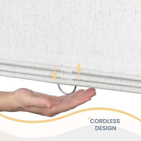 Boolegon Blackout Roman Shades for Indoor Windows, Cordless Roman Blinds for Windows, Thermal Insulated Window Shades for Door, Bedroom, Office, Easy to Install, Linen White, Custom Size in Kuwait