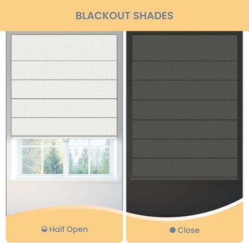 Boolegon Blackout Roman Shades for Indoor Windows, Cordless Roman Blinds for Windows, Thermal Insulated Window Shades for Door, Bedroom, Office, Easy to Install, Linen White, Custom Size in Kuwait