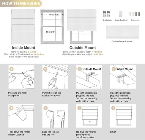 Boolegon Blackout Roman Shades for Indoor Windows, Cordless Roman Blinds for Windows, Thermal Insulated Window Shades for Door, Bedroom, Office, Easy to Install, Linen White, Custom Size in Kuwait
