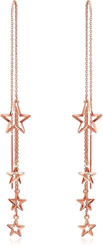 ZHOU LIU FU 18K Gold Earrings Star Dangle Threader Earrings 750 Rose Gold Dangle Earrings Dainty Jewelry for Women Her Anniversary Birthday KI091469 in Kuwait