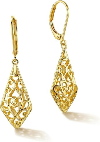 Dangle Earrings for Women, 14K Gold Plated/Sterling Silver Leverback Drop Earrings Hypoallergenic Leverback Dangle Jewelry Gift for Women in Saudi Arabia