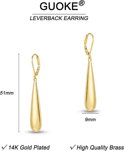 Dangle Earrings for Women, 14K Gold Plated/Sterling Silver Leverback Drop Earrings Hypoallergenic Leverback Dangle Jewelry Gift for Women in Saudi Arabia