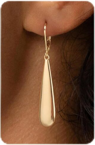 Dangle Earrings for Women, 14K Gold Plated/Sterling Silver Leverback Drop Earrings Hypoallergenic Leverback Dangle Jewelry Gift for Women in Saudi Arabia