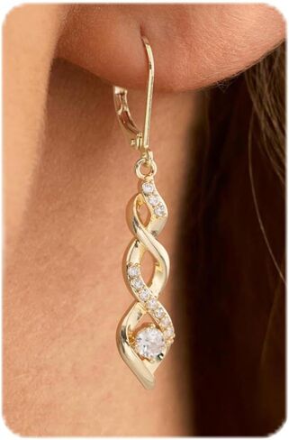 Dangle Earrings for Women, 14K Gold Plated/Sterling Silver Leverback Drop Earrings Hypoallergenic Leverback Dangle Jewelry Gift for Women in Saudi Arabia