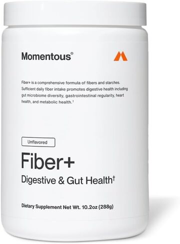 Momentous Fiber+ - Daily Multi-Source Fiber Psyllium Husk Powder - Soluble & Insoluble Prebiotic Blend to Support Nutrient Absorption - NSF Certified for Sport - 30 Servings - Unflavored in Saudi Arabia