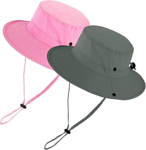 Leotruny Kids Sun Hat for Beach: Wide Brim Full Face Shading with UPF 50+ Protection for Effectively Block UV Rays (2 Pack) in Kuwait