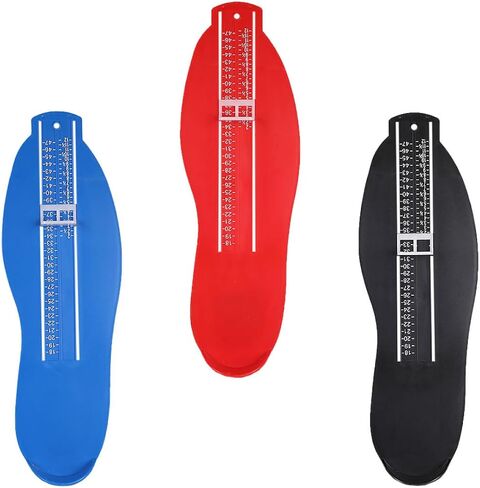 3pcs Foot Measuring Gauge Set for Adults, Accurate Foot Length Ruler in Red, Black, Blue, Universal Shoe Size Measurer for Buying Shoes in Kuwait